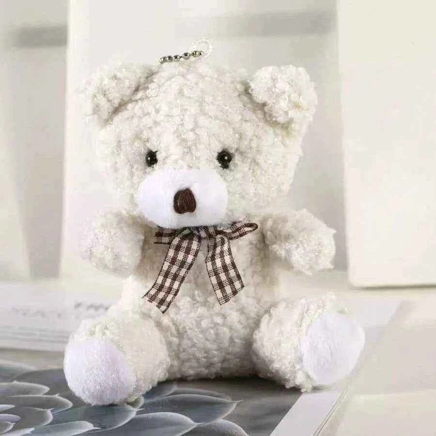 White Mini Teddy Bear Keychain