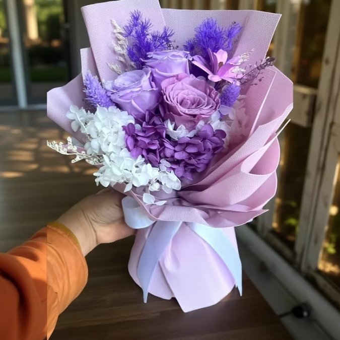 Little Purple Heart Dried Flowers Bouquet