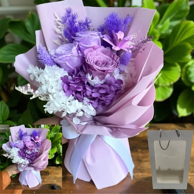 Little Purple Heart Dried Flowers Bouquet 3