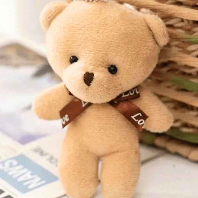 Love Brown Mini Teddy Bear Plush Keychain