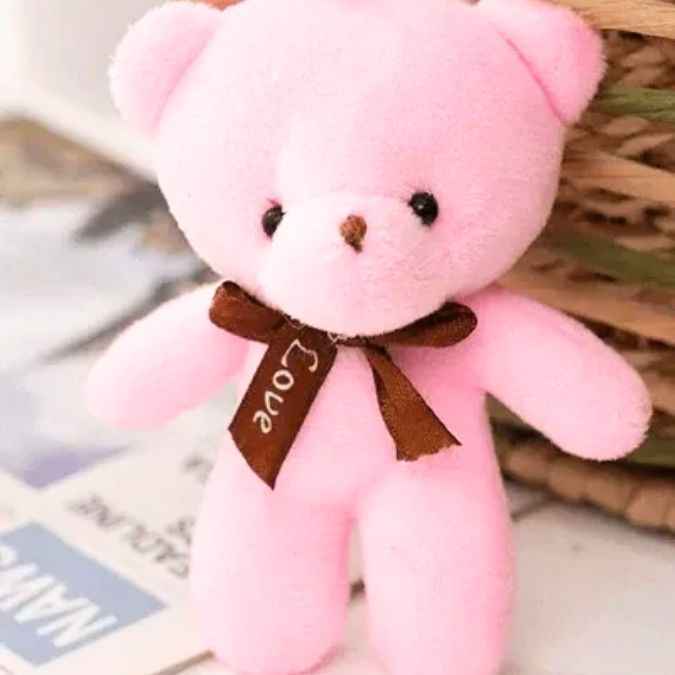 Love Pink Mini Teddy Bear Plush Keychain