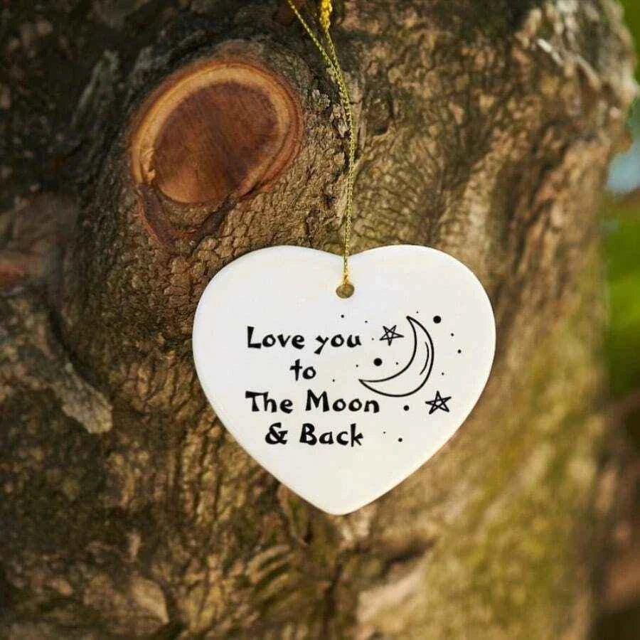 Love You To The Moon And Back Heart Hanging Plaque