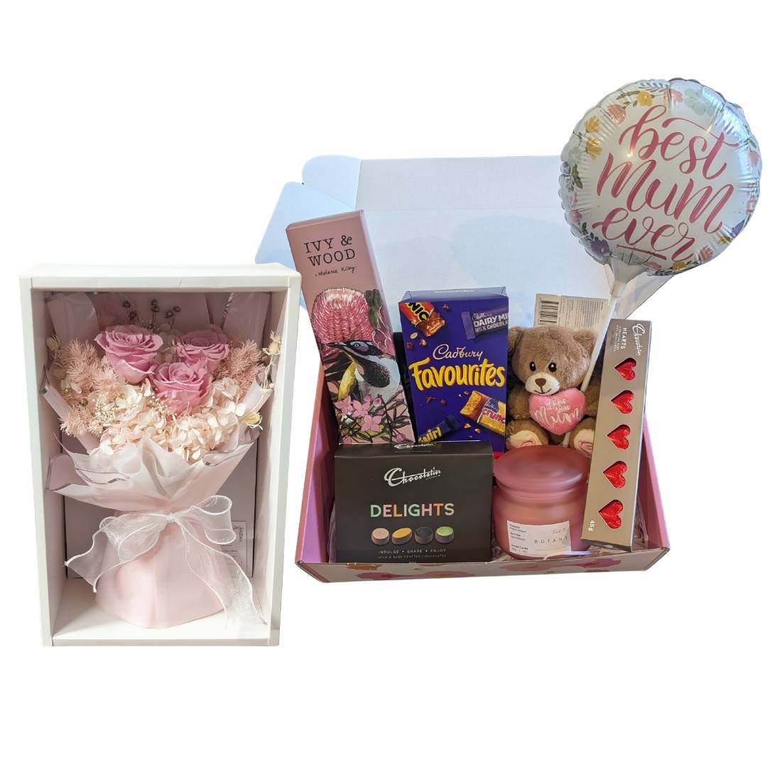 Pink Dried Flower + Delightful Mum Hamper